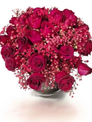 Red Jipsofil Rounded with Red Roses