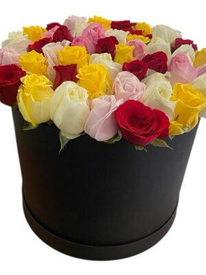 5 Colorful Roses in a Box